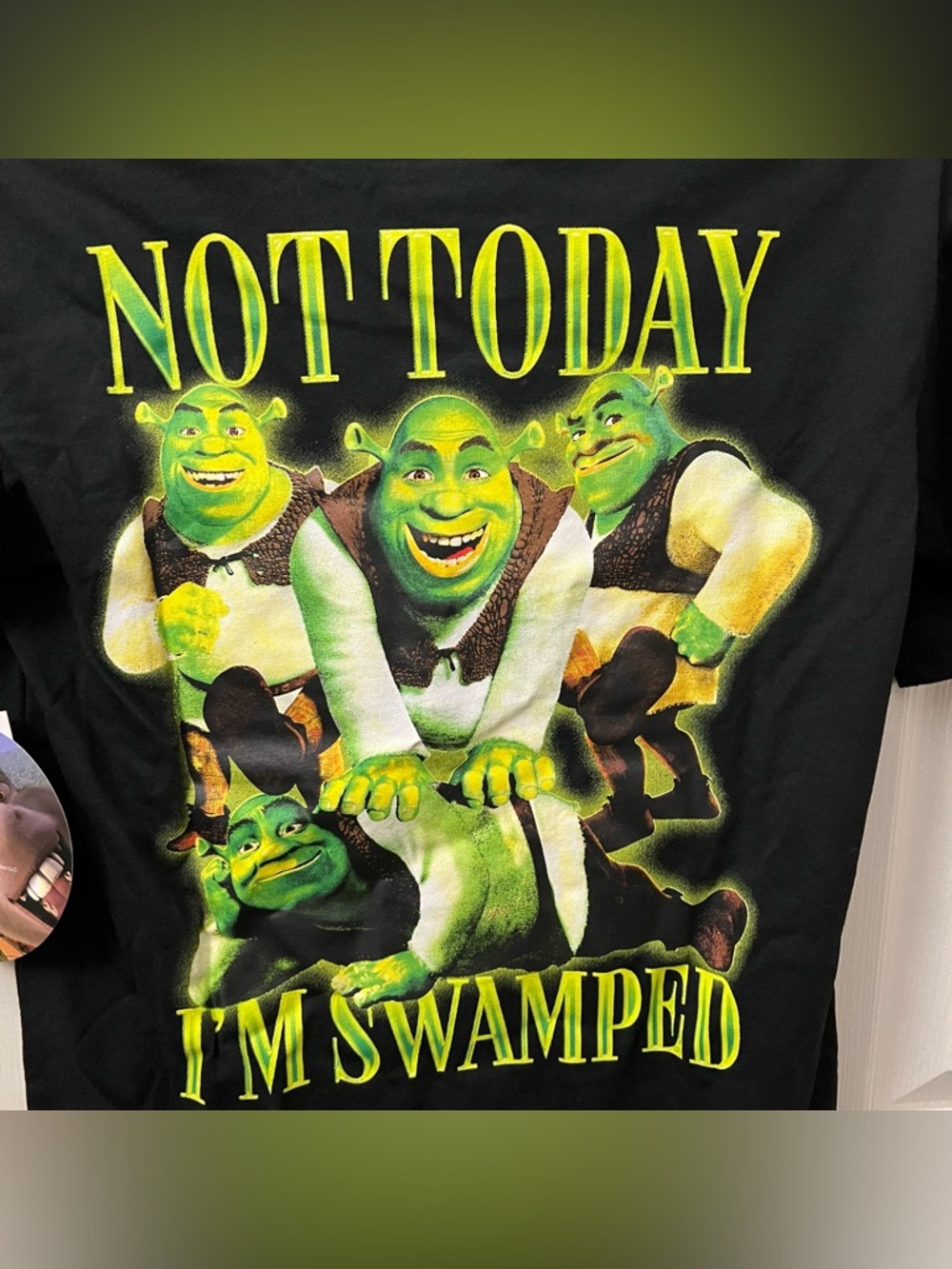 Shrek Not Today I’m Swamped Black Tee Shirt - Picture 3 of 4